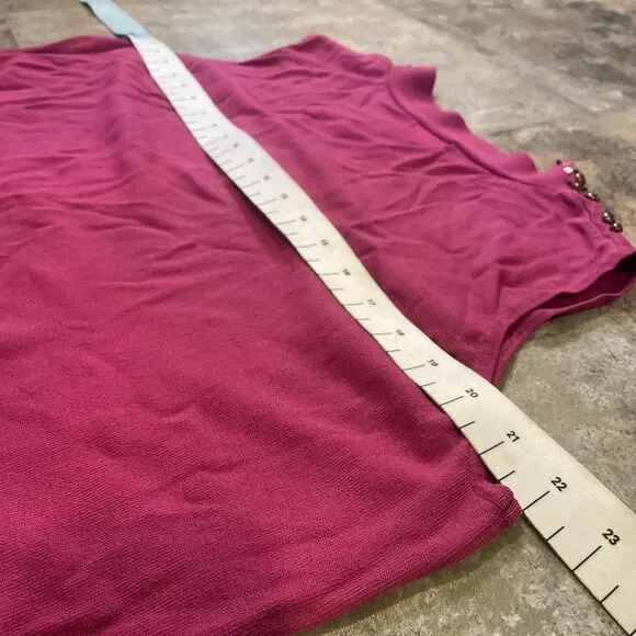 dressbarn y2k stretchy pink beaded v neck vest shirt size 18/20 - Picture 5 of 6